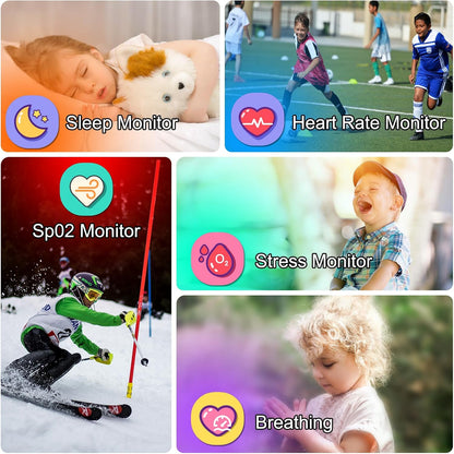 Smart Watch for Kids, Waterproof Smartwatches with Heart Rate, Sleep Monitor, Built-In Ai(Translation/Q&A/Watch Face), Fitness Tracker with Pedometer, Alarm Clock, Gift for 3-12 Years Old Boys Girls