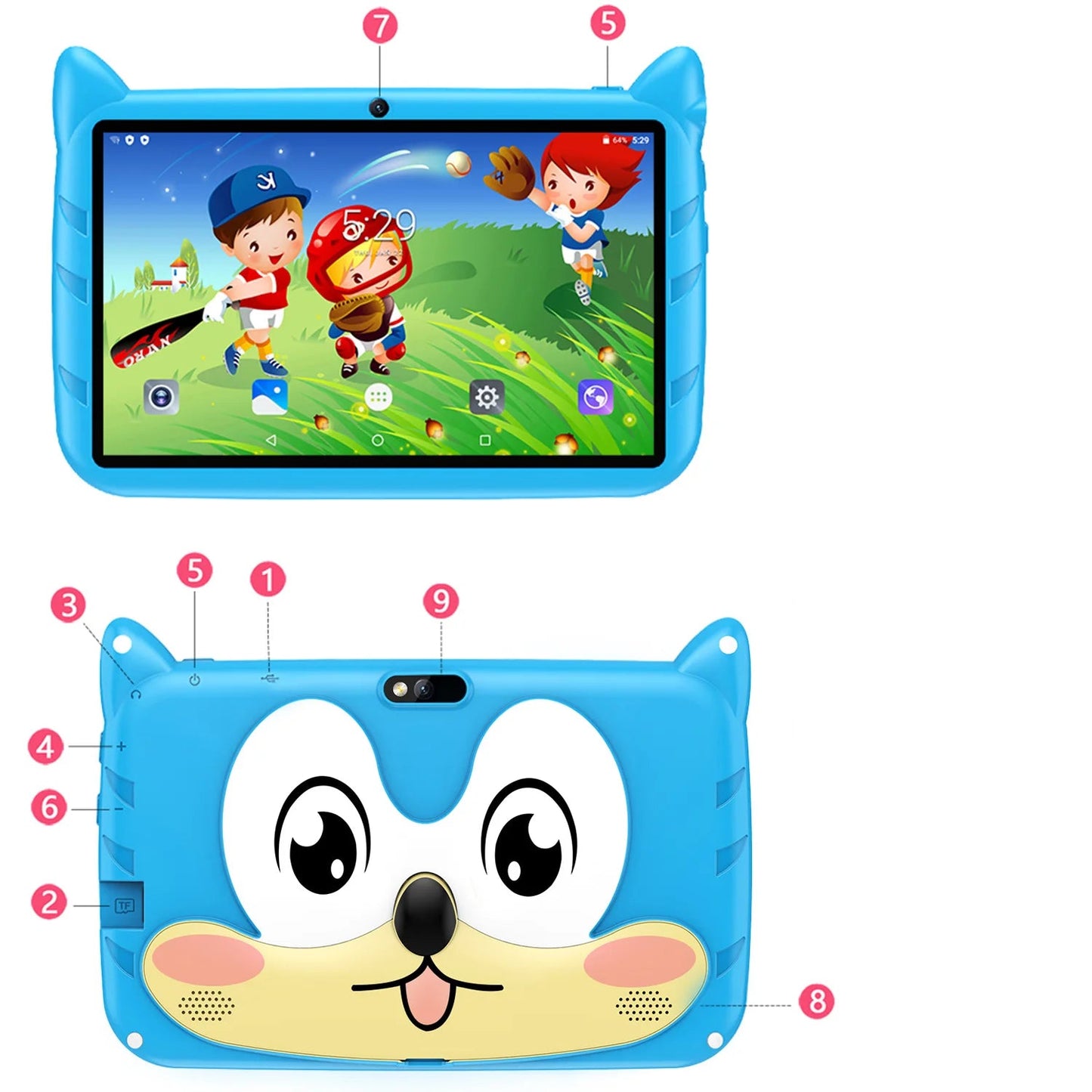 7 Inch Kid Tablet Android 13, 4GB RAM 64GB ROM,1TB Expand,5G Wifi,4000Mah Battery,Dual Camera, Children'S Gift Kids Software
