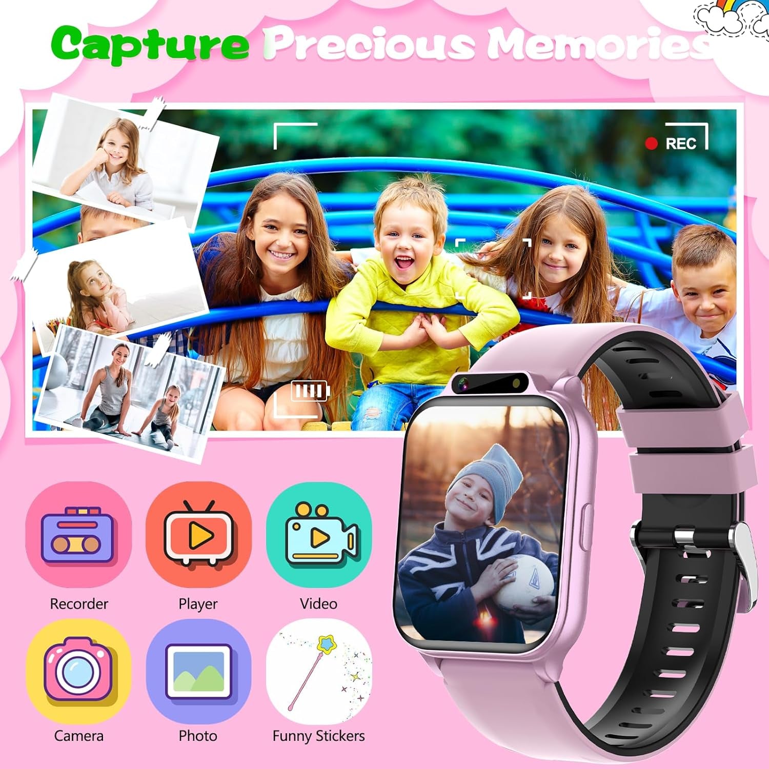 Smart Watch for Kids, Waterproof Smartwatches with Heart Rate, Sleep Monitor, Built-In Ai(Translation/Q&A/Watch Face), Fitness Tracker with Pedometer, Alarm Clock, Gift for 3-12 Years Old Boys Girls