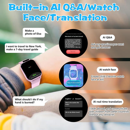 Smart Watch for Kids, Waterproof Smartwatches with Heart Rate, Sleep Monitor, Built-In Ai(Translation/Q&A/Watch Face), Fitness Tracker with Pedometer, Alarm Clock, Gift for 3-12 Years Old Boys Girls